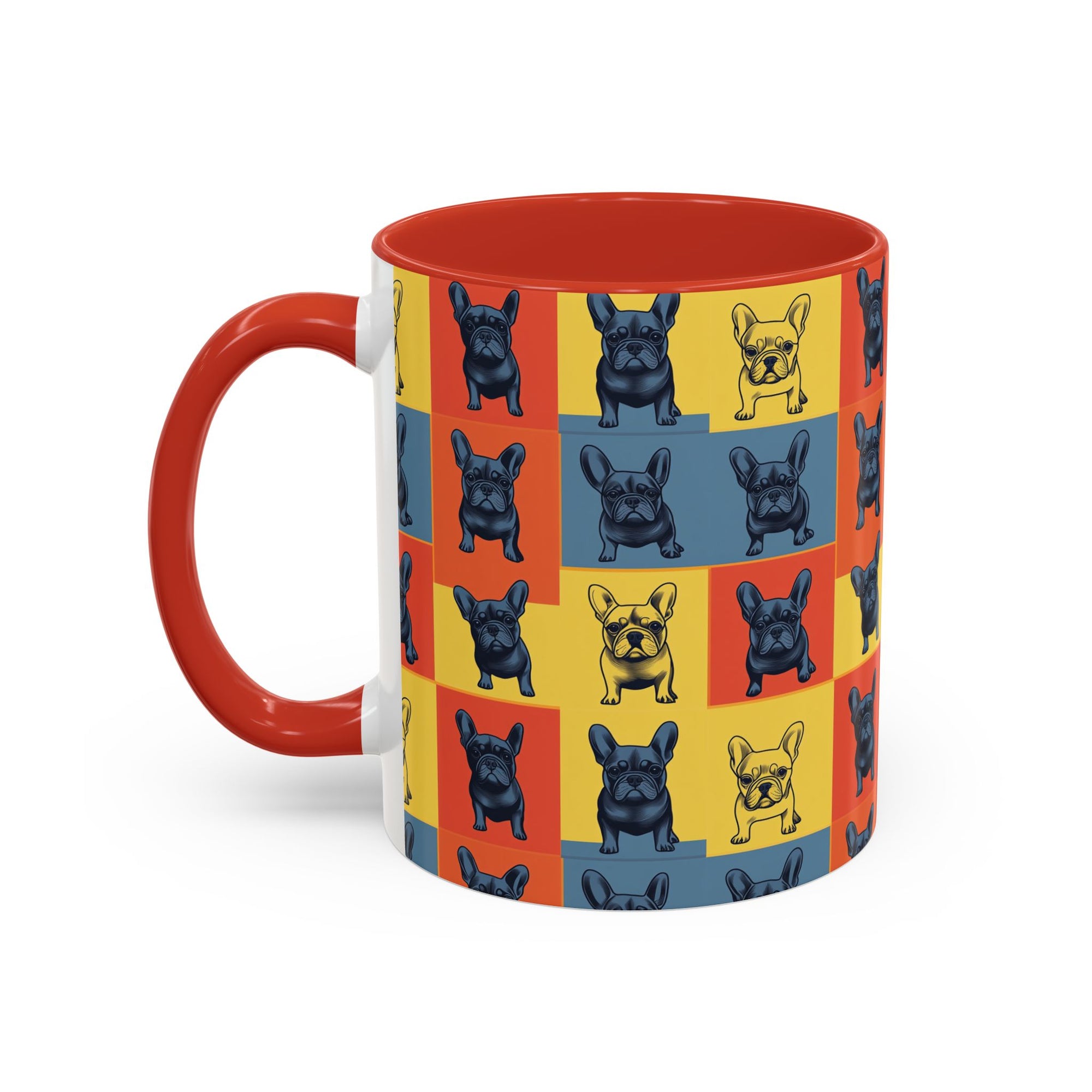 Frenchie Pop Art Pawfection Grid Accent Coffee Mug