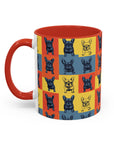 Frenchie Pop Art Pawfection Grid Accent Coffee Mug