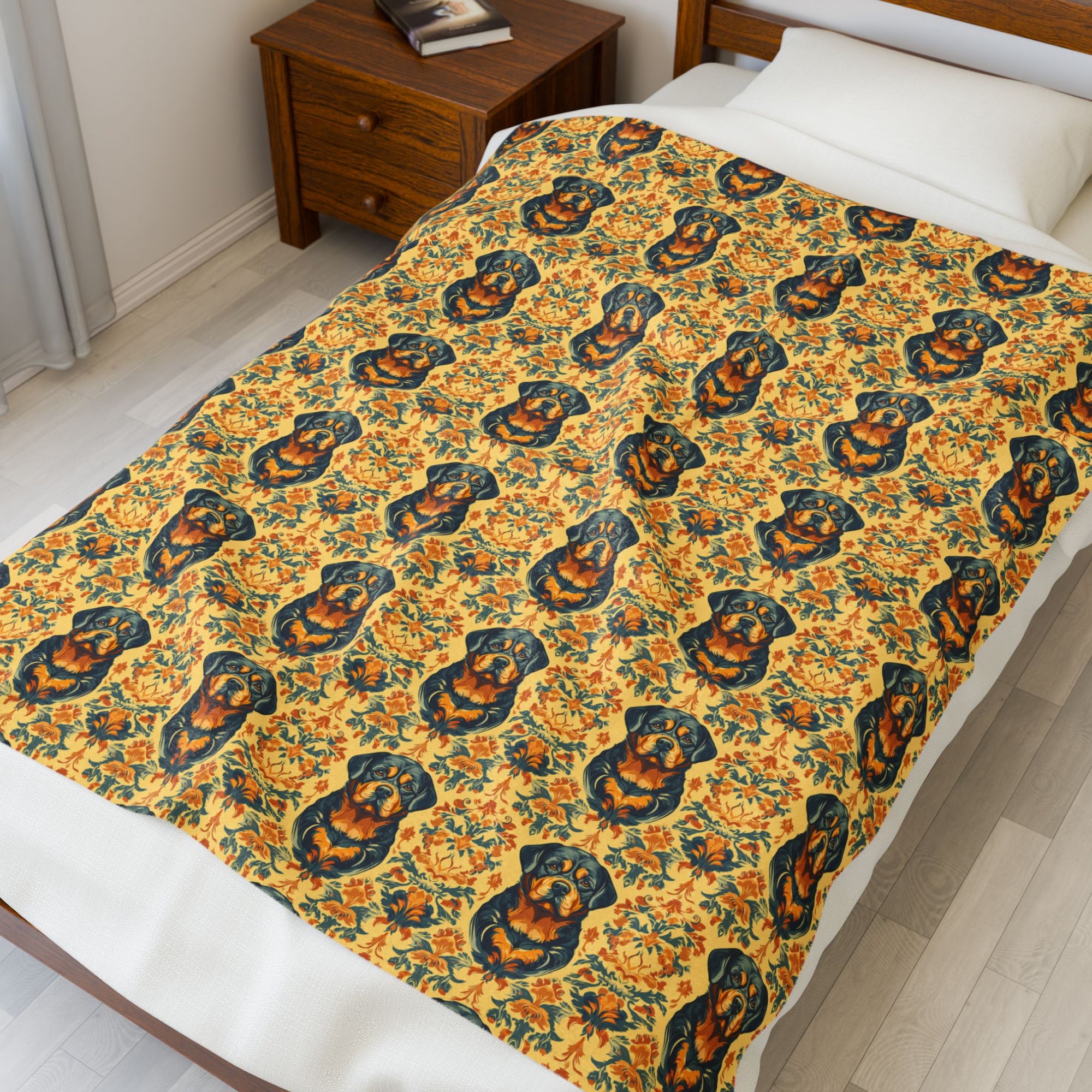 Royal Rottie Regalia Velveteen Plush Blanket