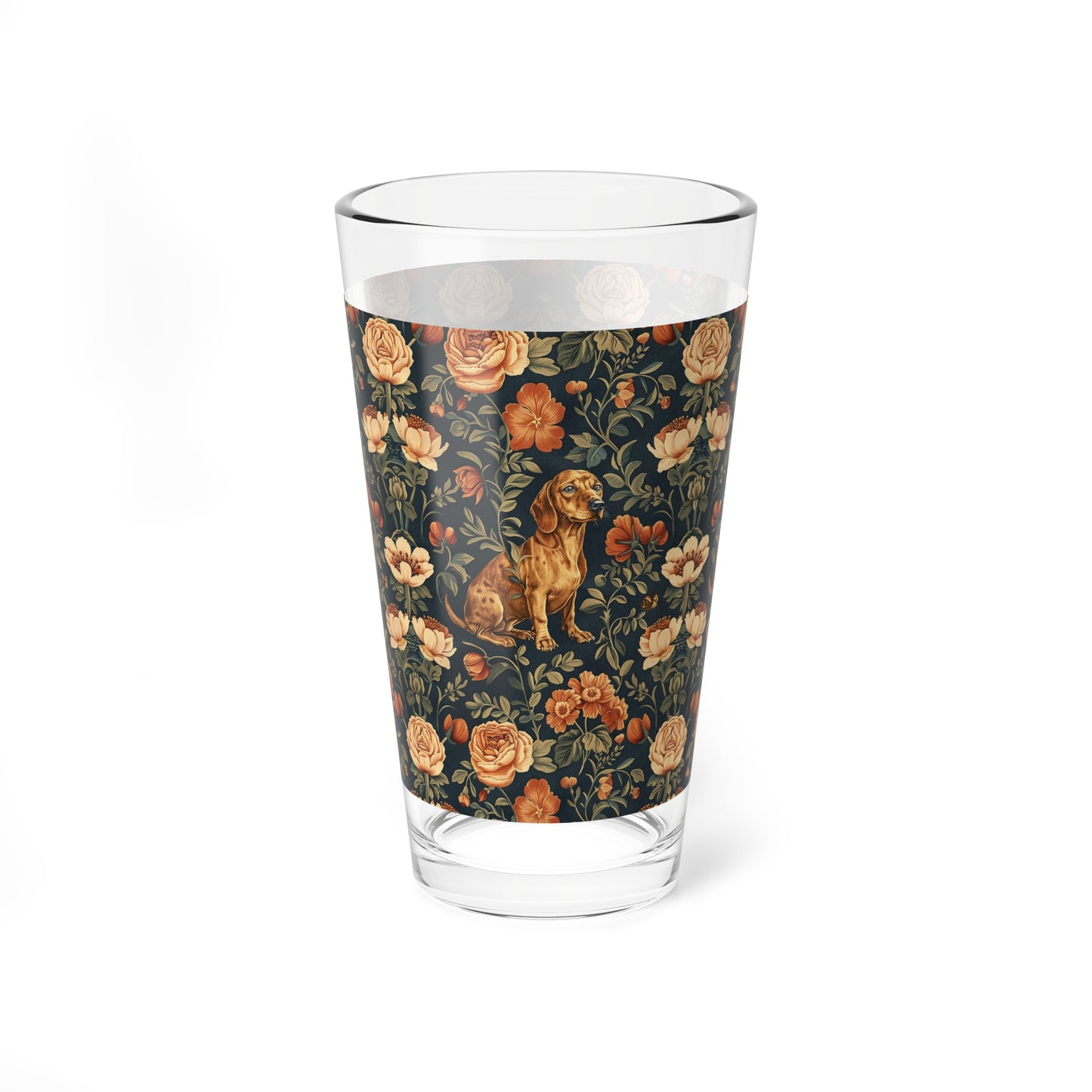 Dazzling Dachsund Blossoms & Foliage Mixing Glass, 16oz