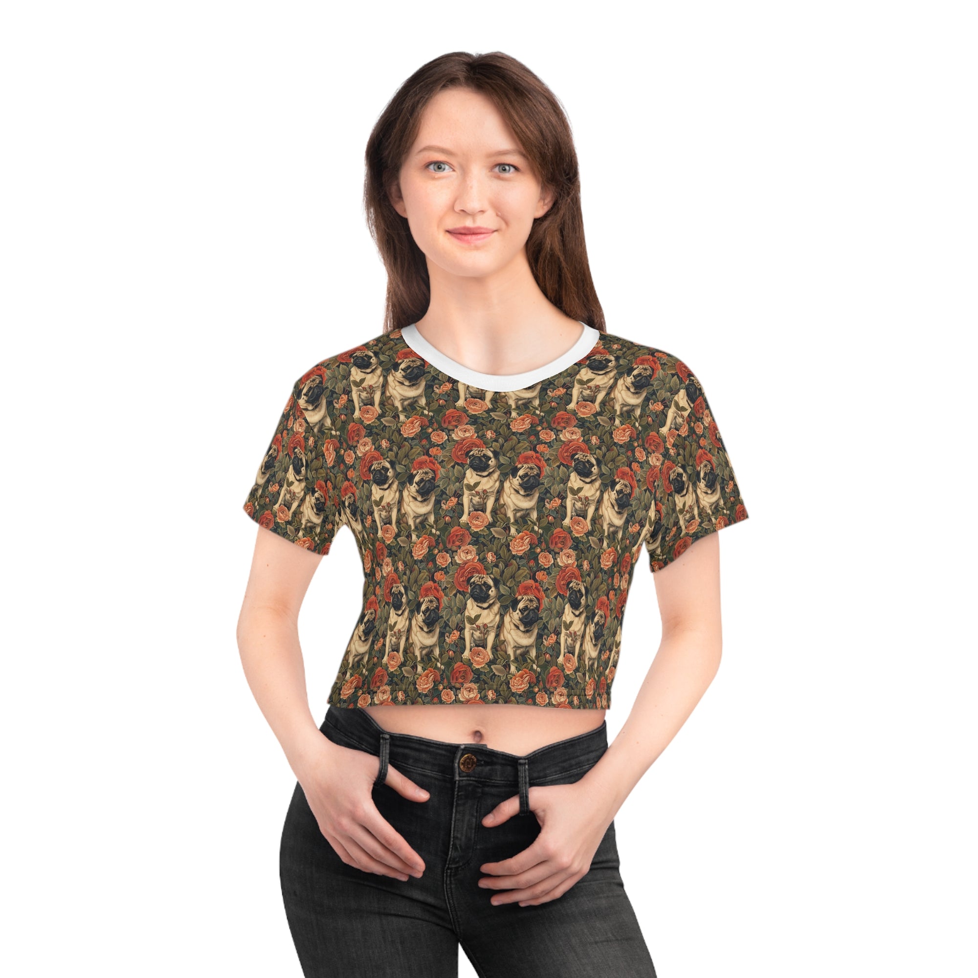 Blooming Pug Paradise Crop Tee