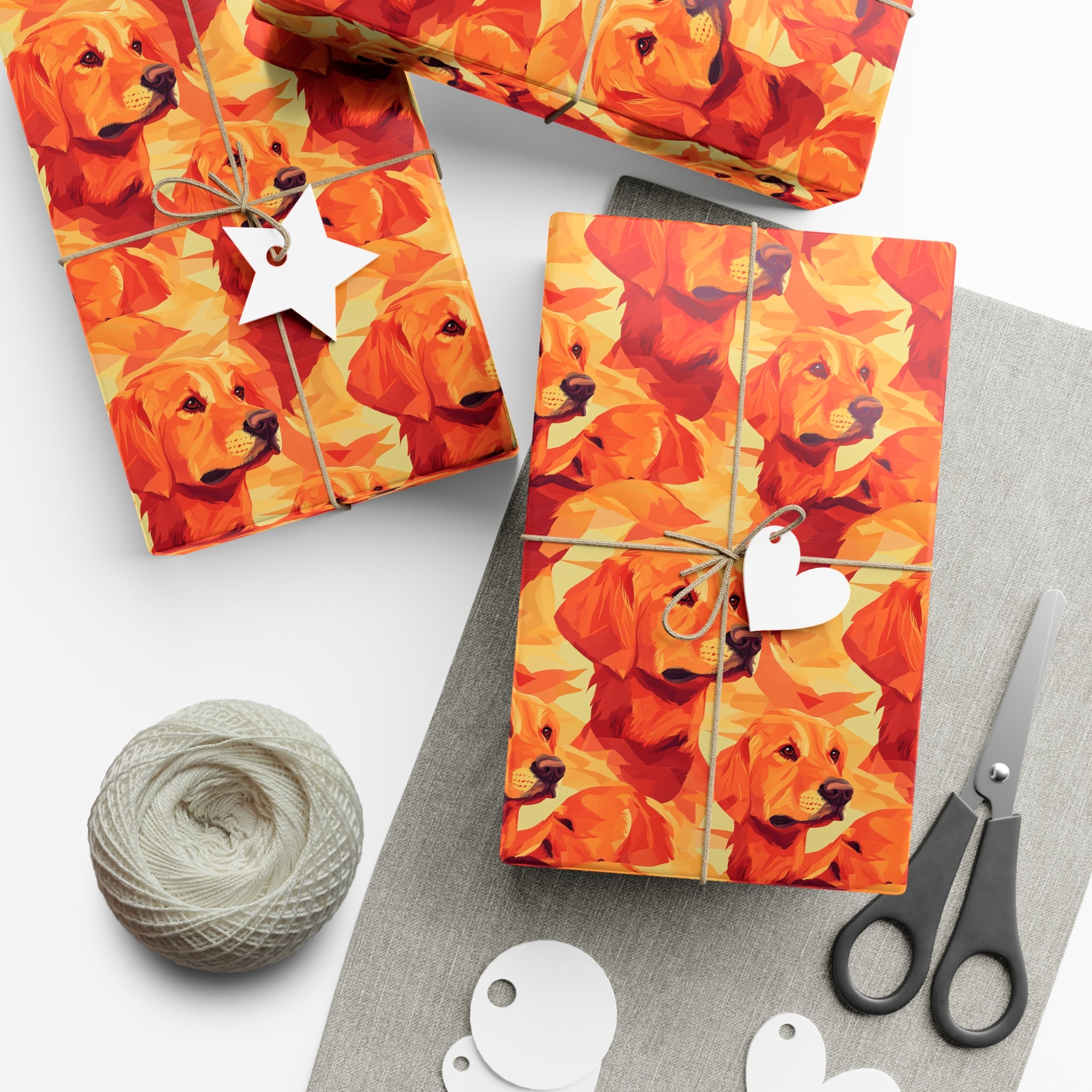 Golden Glamour Paws Gift Wrap Papers