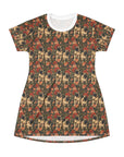 Blooming Pug Paradise T-Shirt Dress