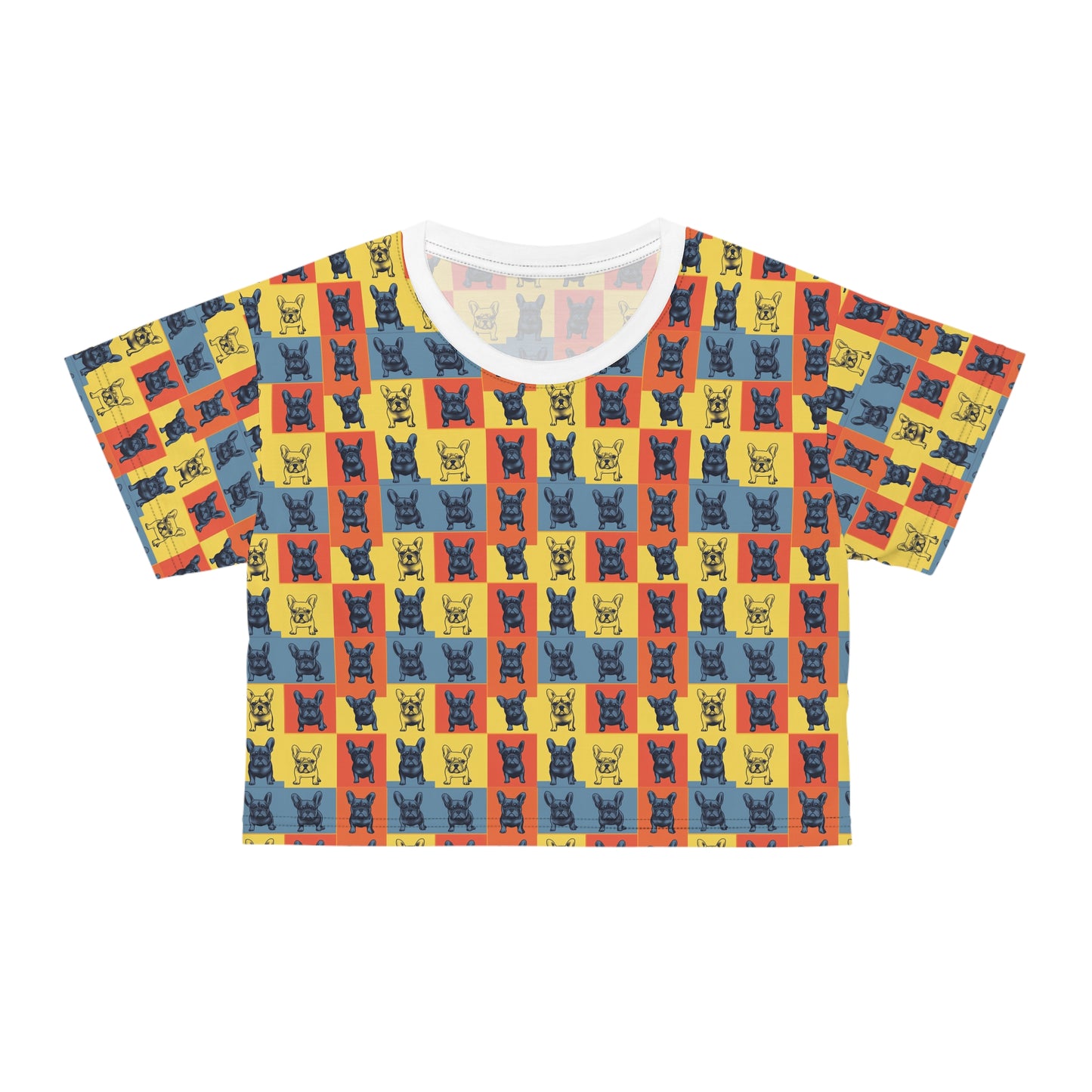 Frenchie Pop Art Pawfection Grid Crop Tee