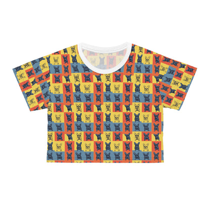 Frenchie Pop Art Pawfection Grid Crop Tee