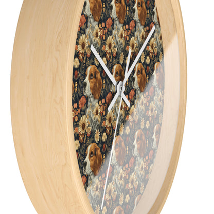 Beagle Blossoms Wall Clock