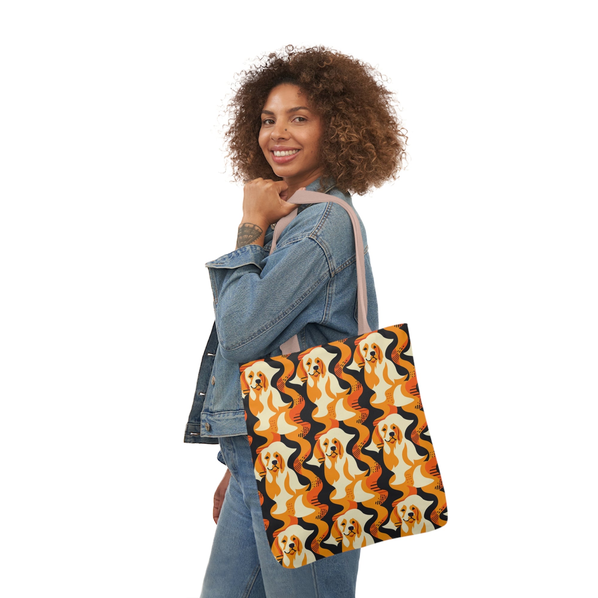 Golden Woof Abstract Glamour Canvas Tote Bag