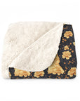 Golden Paws Floral Frenchie Sherpa Fleece Blanket