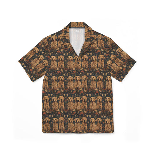 Fanciful Golden Paradise Blossom Men's Hawaiian Camp Shirt