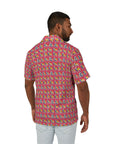 Bubblegum Glamour Bulldog Bouquet Men's Hawaiian Camp Shirt