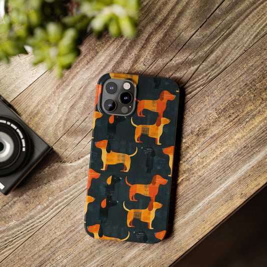 Dapper Dachshund Noir Glow Slim Phone Cases