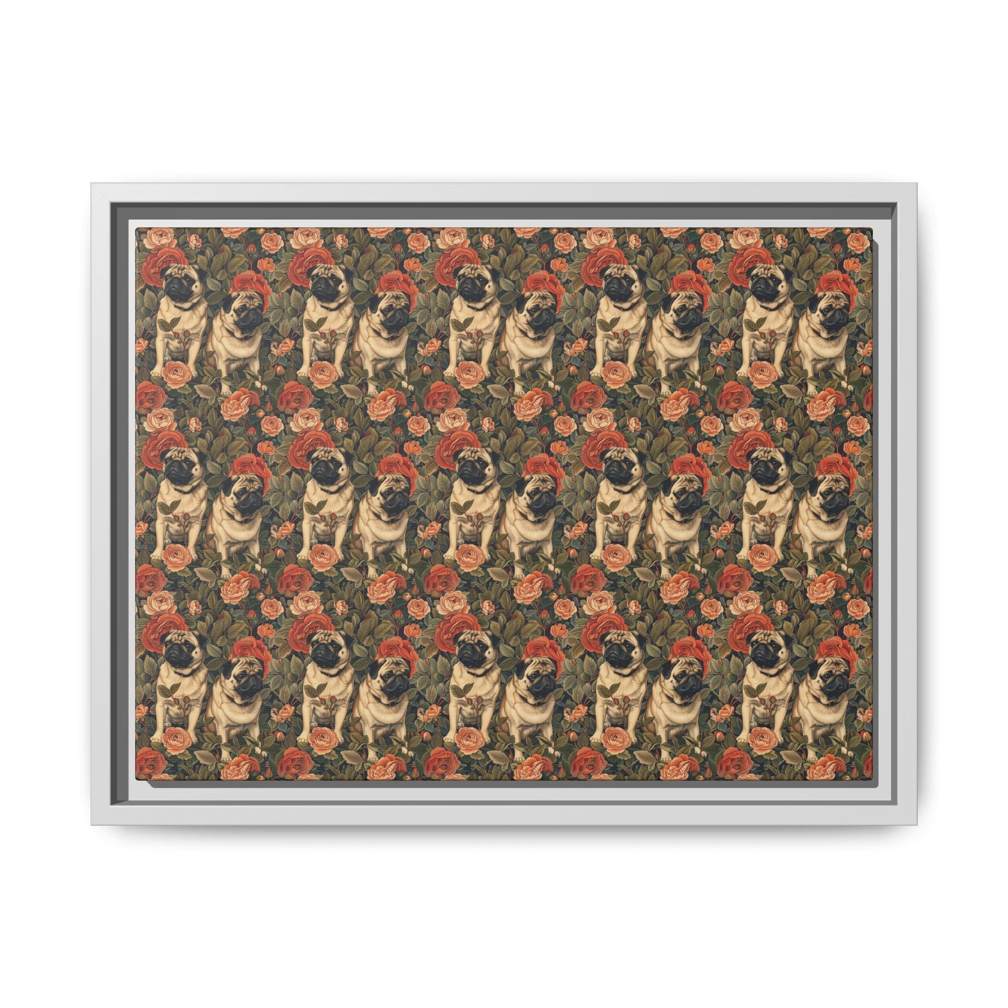 Blooming Pug Paradise Matte Canvas, Framed