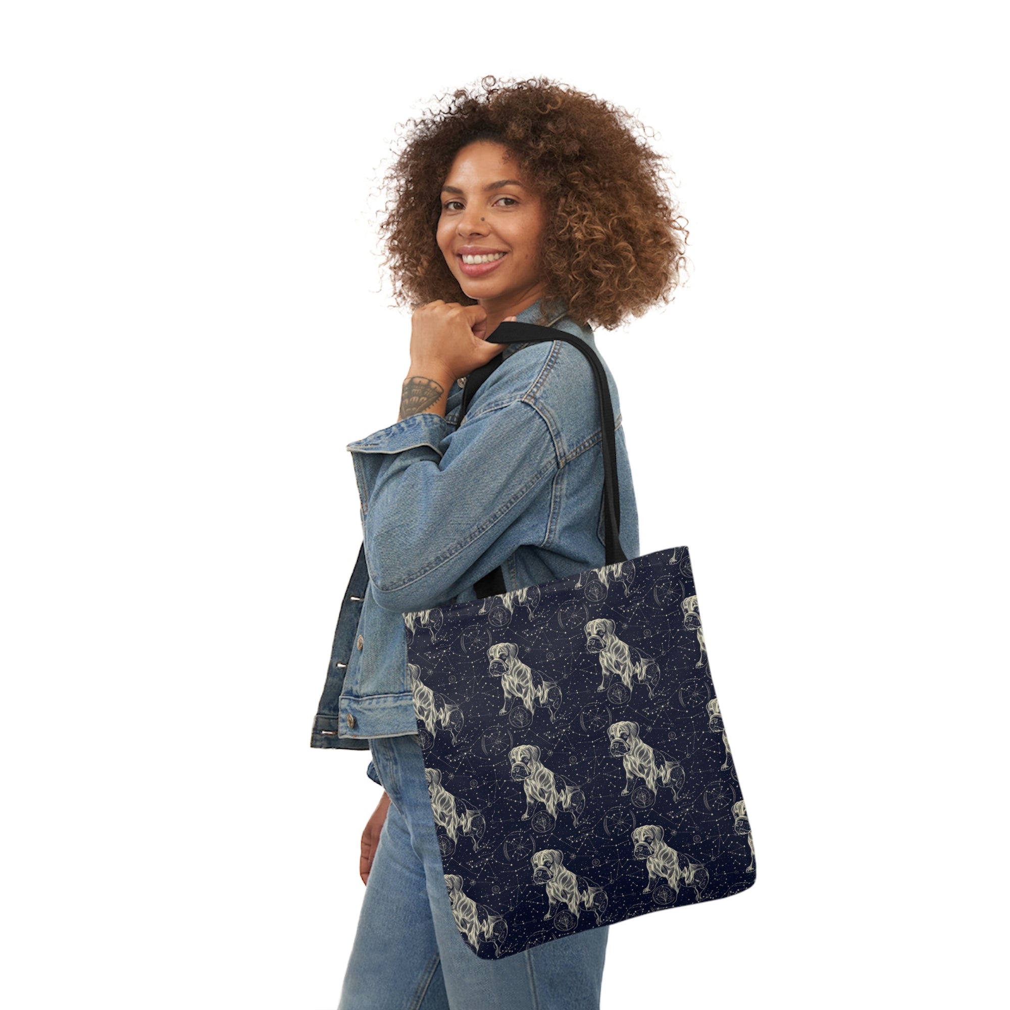 Celestial Boxer Bliss Canvas Tote Bag