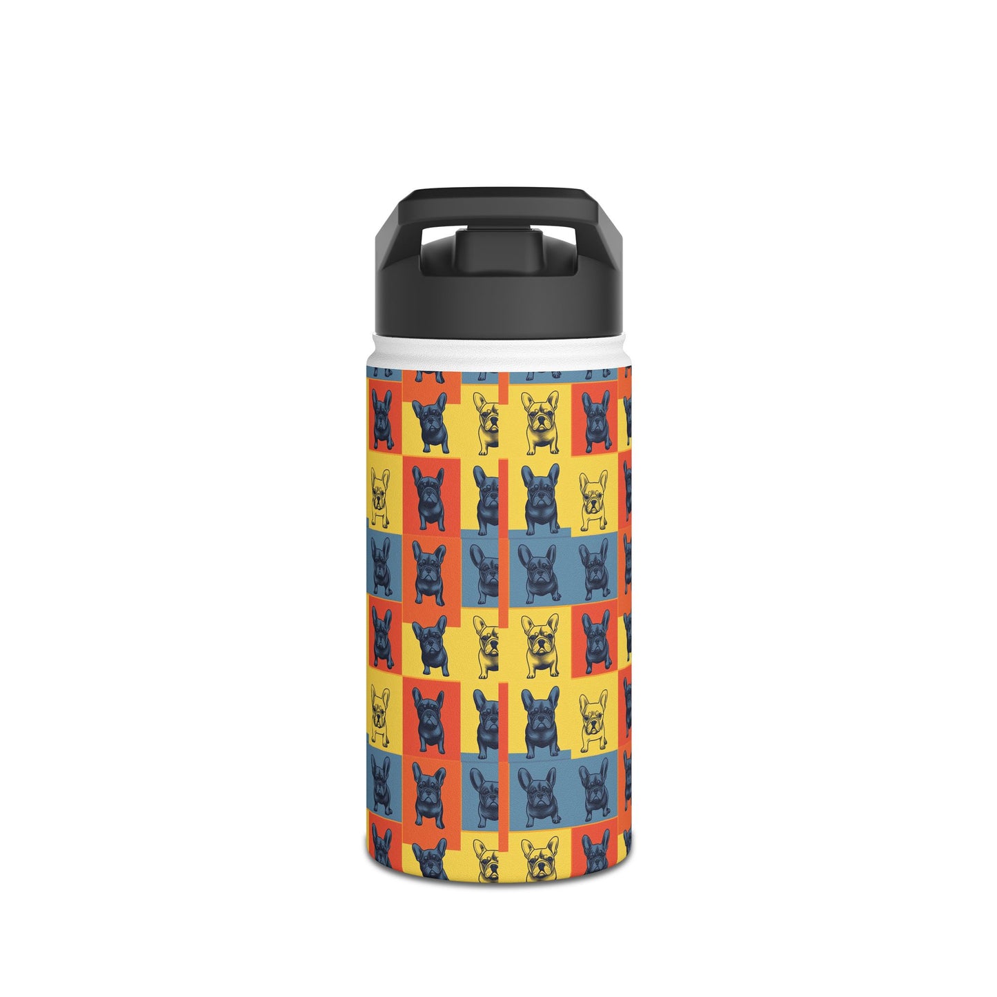 Frenchie Pop Art Pawfection Grid Stainless Steel Water Bottle