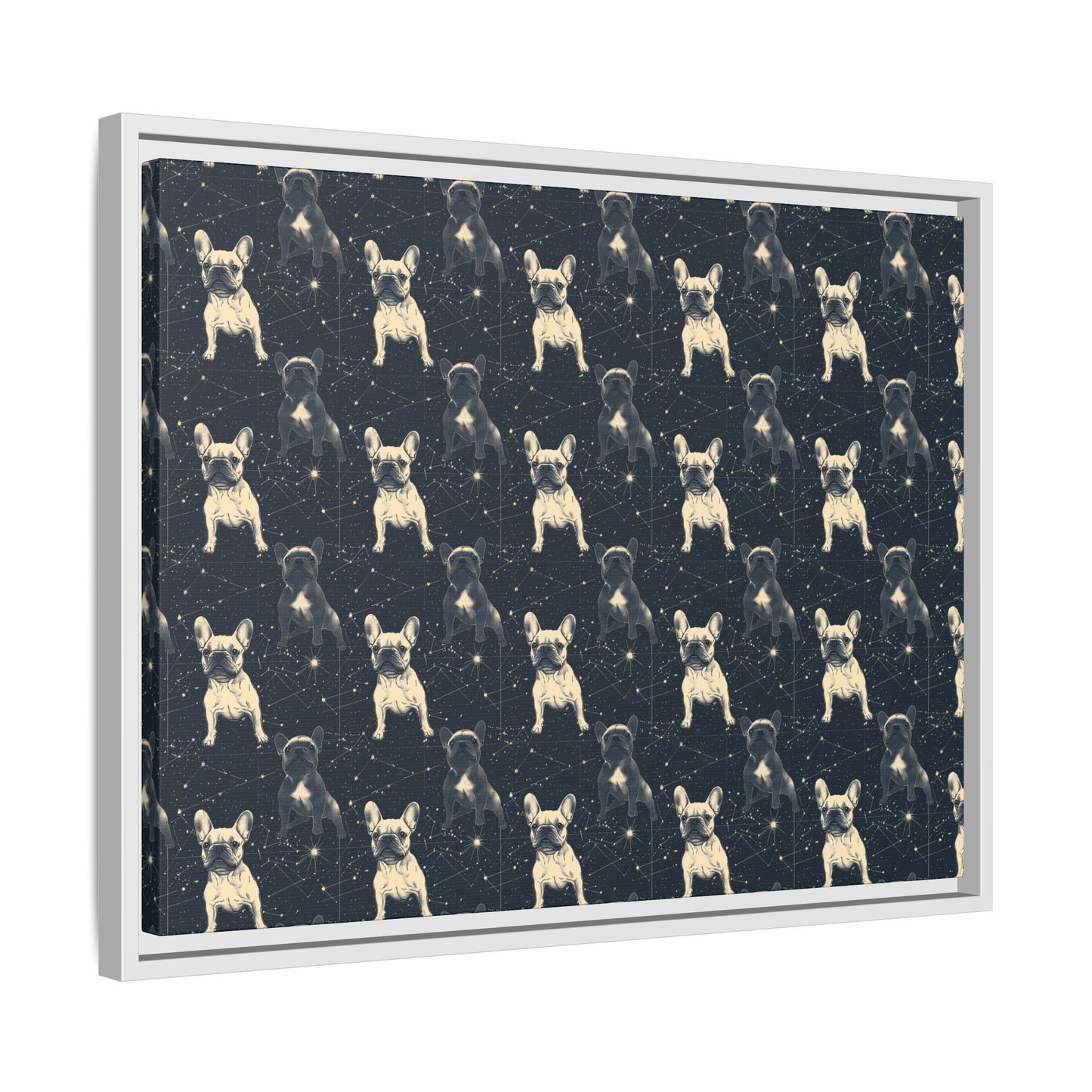 Frenchie Celestial Soar Matte Canvas, Framed