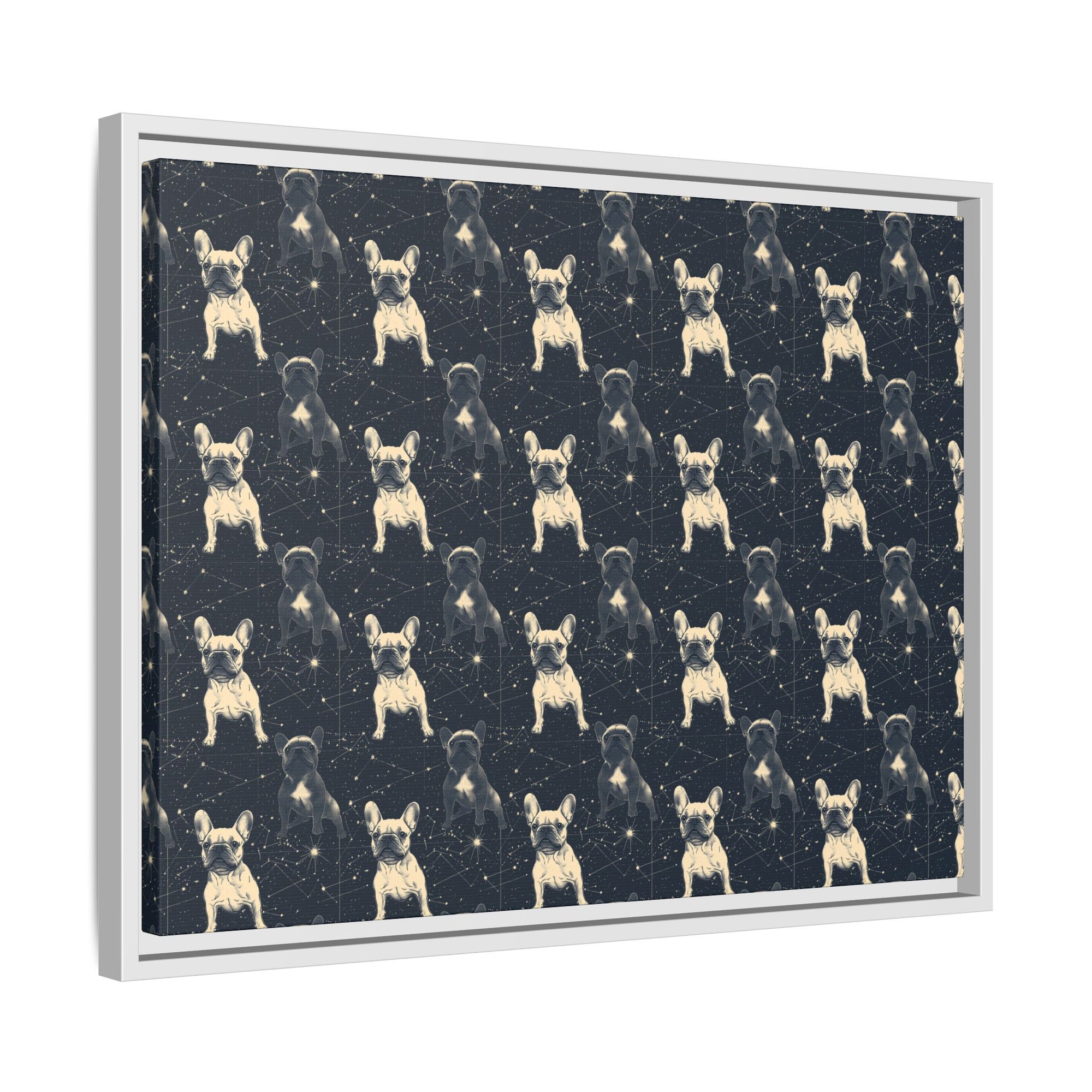 Frenchie Celestial Soar Matte Canvas, Framed