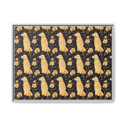 Golden Paws Floral Frenchie Matte Canvas, Framed