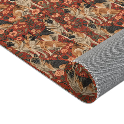 Shepherd's Splendor - German Shepherd William Morris Inspired Area Rug