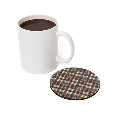 Pawsome Rottweiler Royalty Plaid Cork Back Coaster