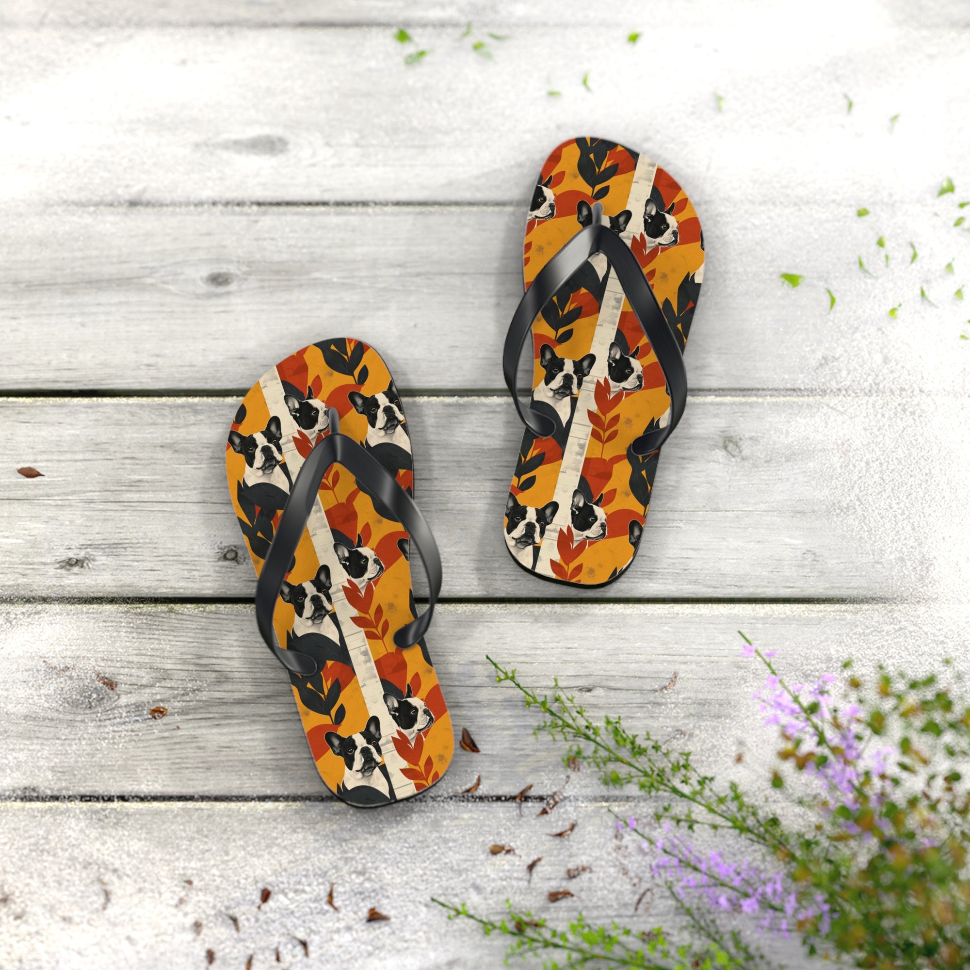 Chic Frenchie Charm Flip Flops