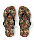 Blooming Pug Paradise Flip Flops