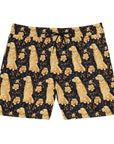 Golden Paws Floral Frenchie Men's Mid-Length Swim Shorts