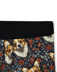 Floofy Corgi Blossom Blast Men's Boxers