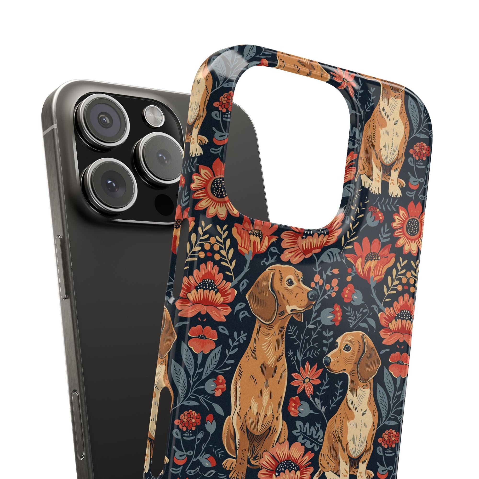 Floral Pawsome Dachsund Delight Slim Phone Cases