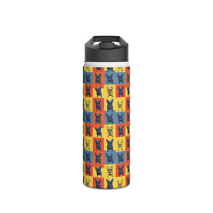 Frenchie Pop Art Pawfection Grid Stainless Steel Water Bottle