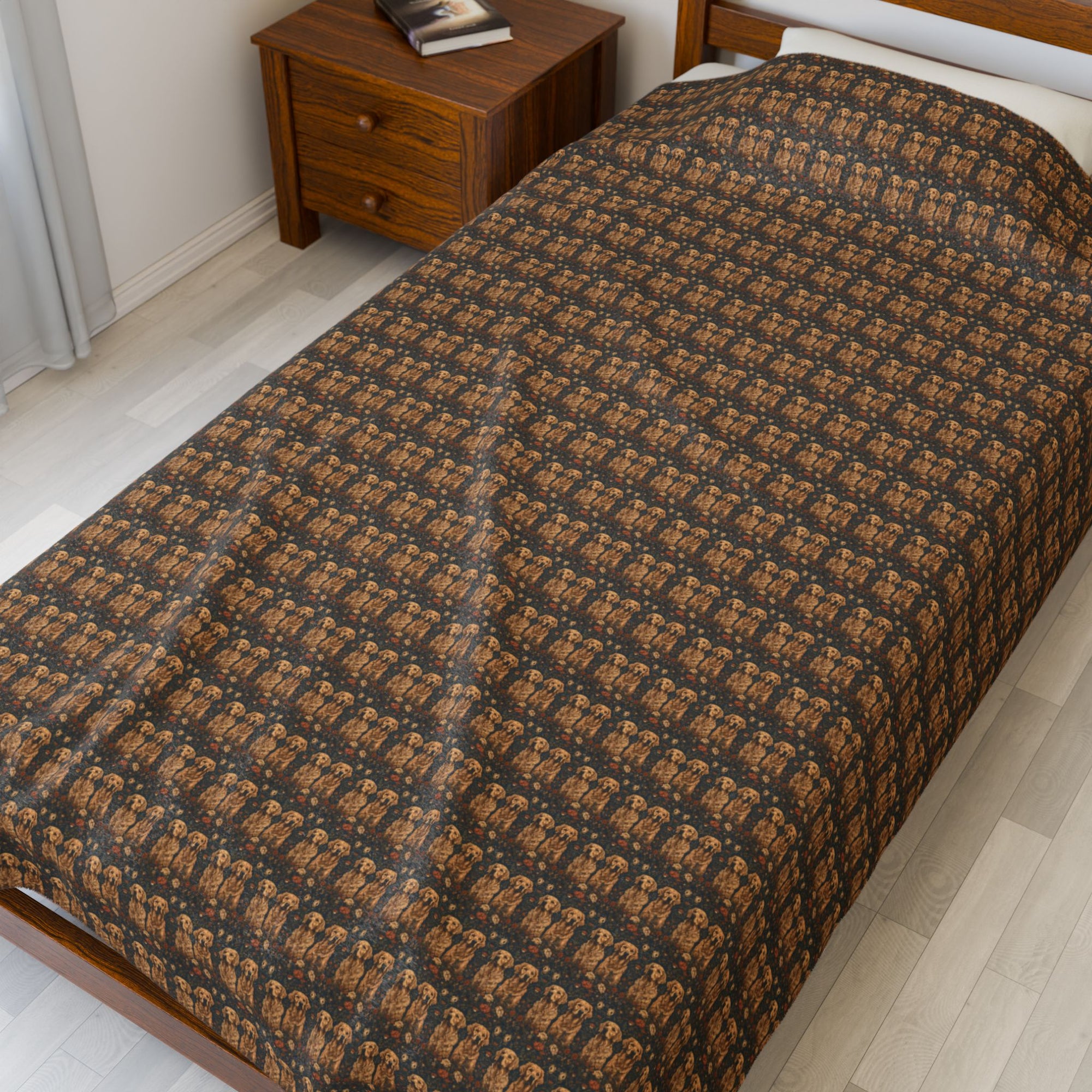 Fanciful Golden Paradise Blossom Velveteen Plush Blanket