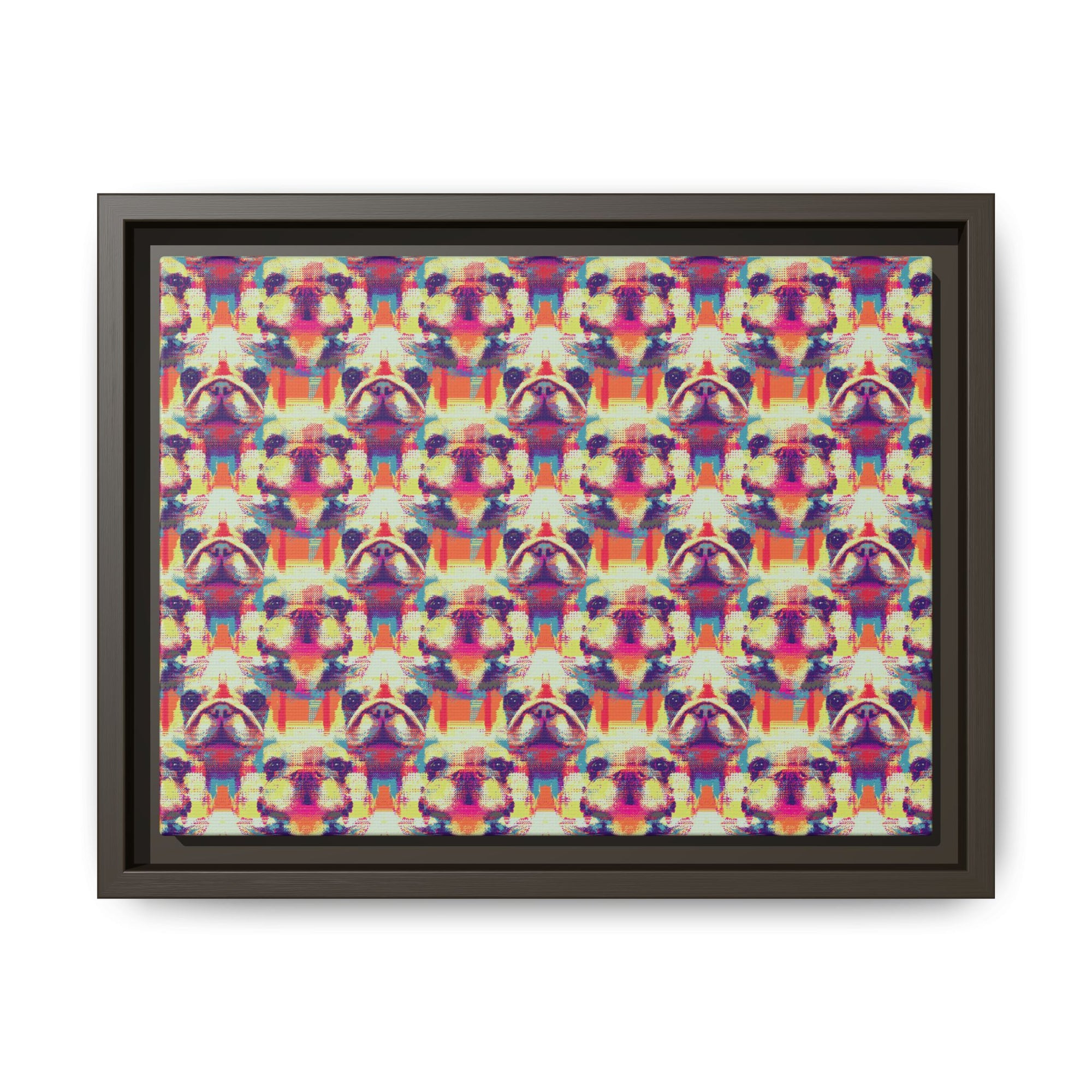 Glitchy Bulldog Blitz Matte Canvas, Framed