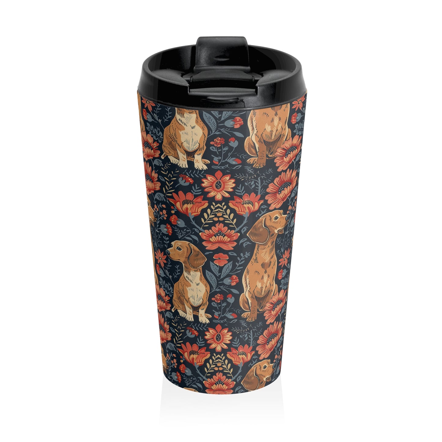 Floral Pawsome Dachsund Delight Stainless Steel Travel Mug