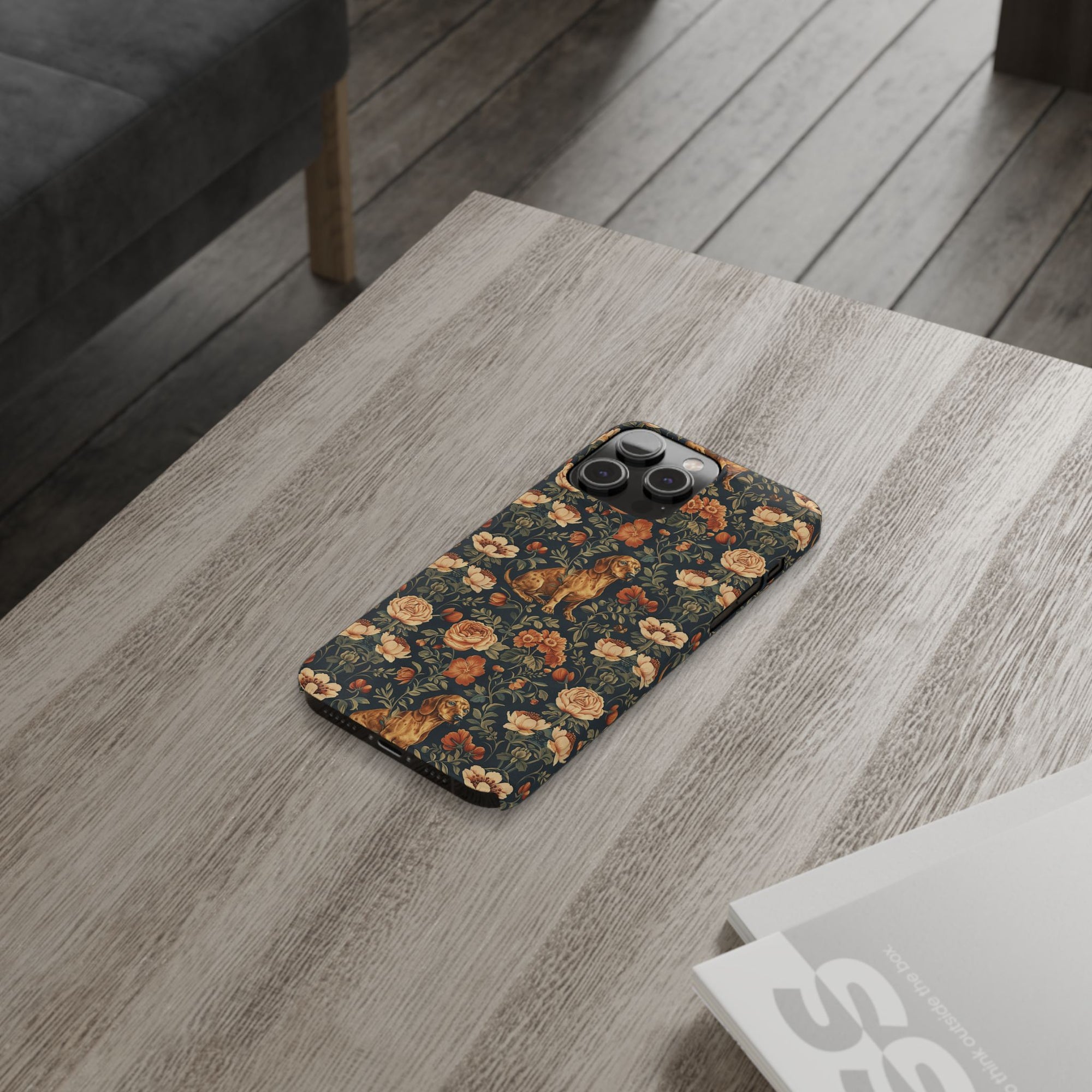 Dazzling Dachsund Blossoms &amp; Foliage Slim Phone Cases