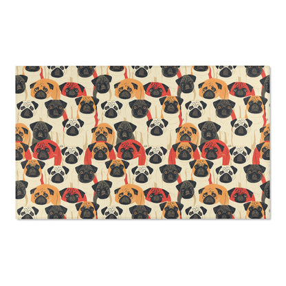 Whimsical Pug Geometry - Playful Pug Pattern Area Rug