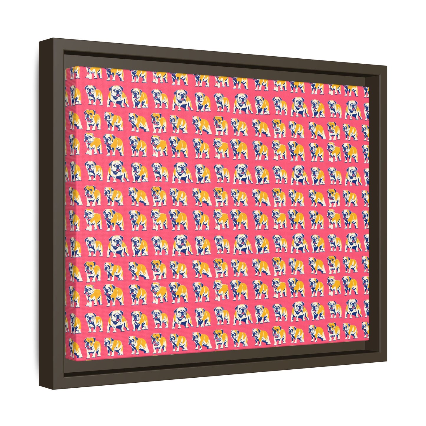 Bubblegum Glamour Bulldog Bouquet Matte Canvas, Framed