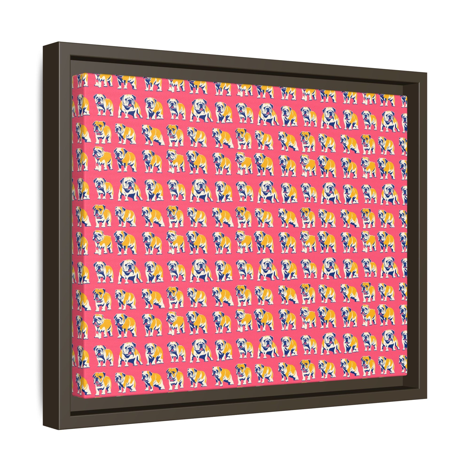 Bubblegum Glamour Bulldog Bouquet Matte Canvas, Framed