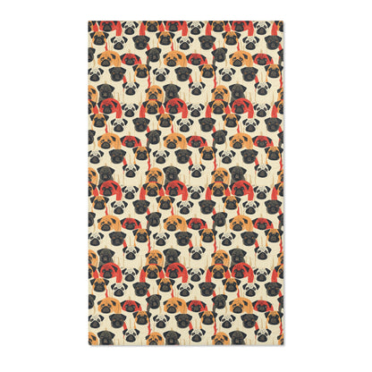 Whimsical Pug Geometry - Playful Pug Pattern Area Rug