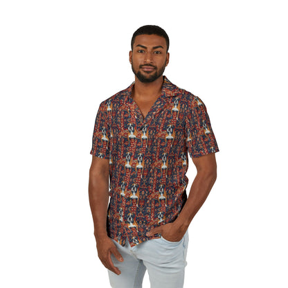 Boxer Blossom Tapestry Delight Men's Hawaiian Camp Shirt