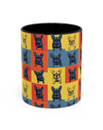 Frenchie Pop Art Pawfection Grid Accent Coffee Mug