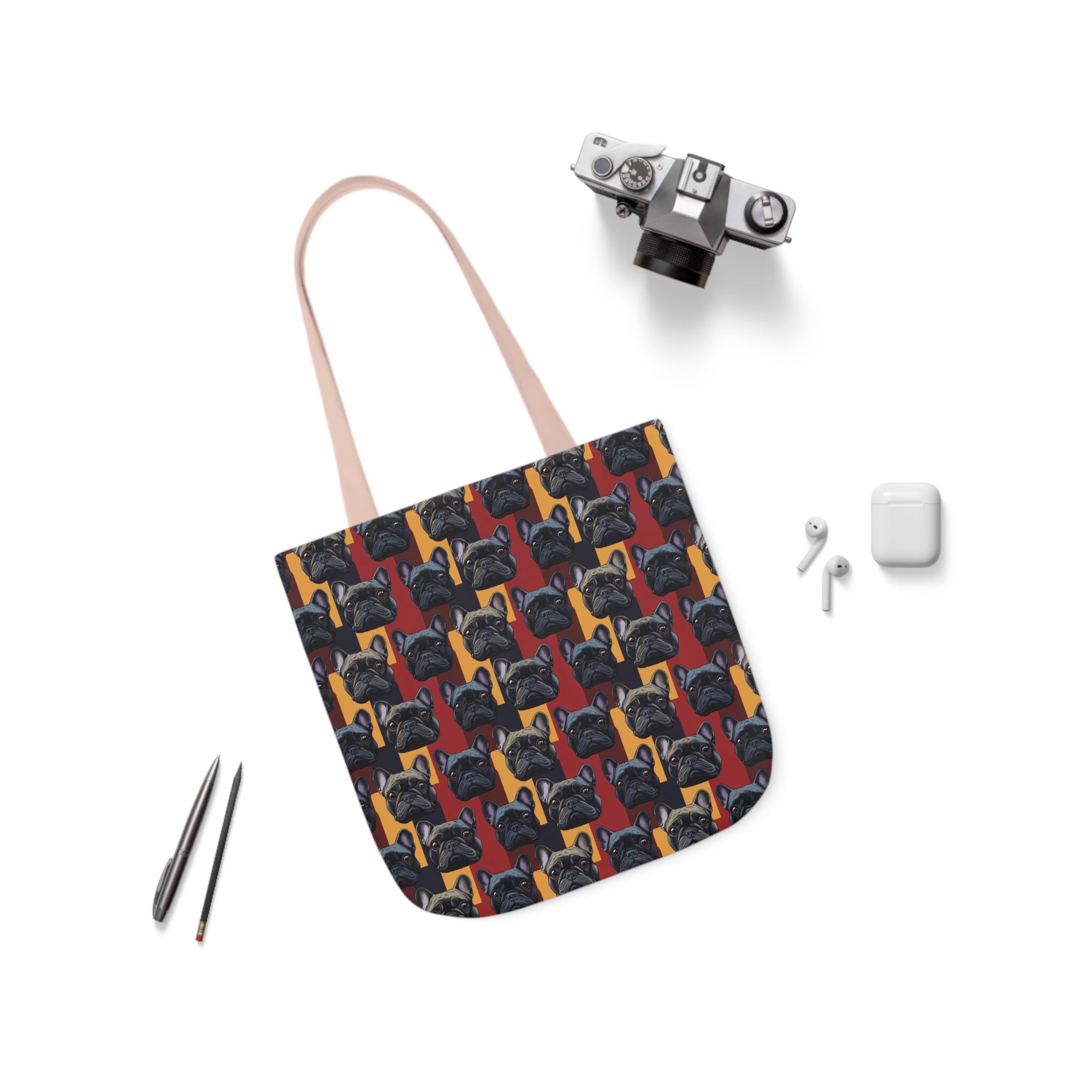 Chic Canine Checkmate - Frenchie Edition Canvas Tote Bag