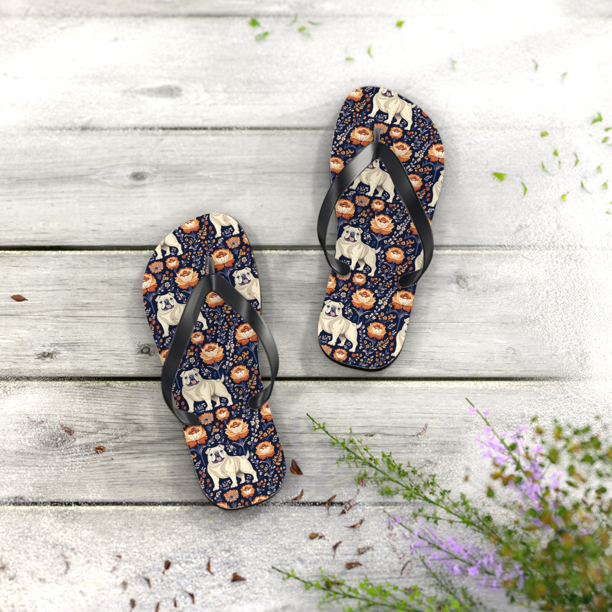 Bulldog Blossom Bonanza Flip Flops