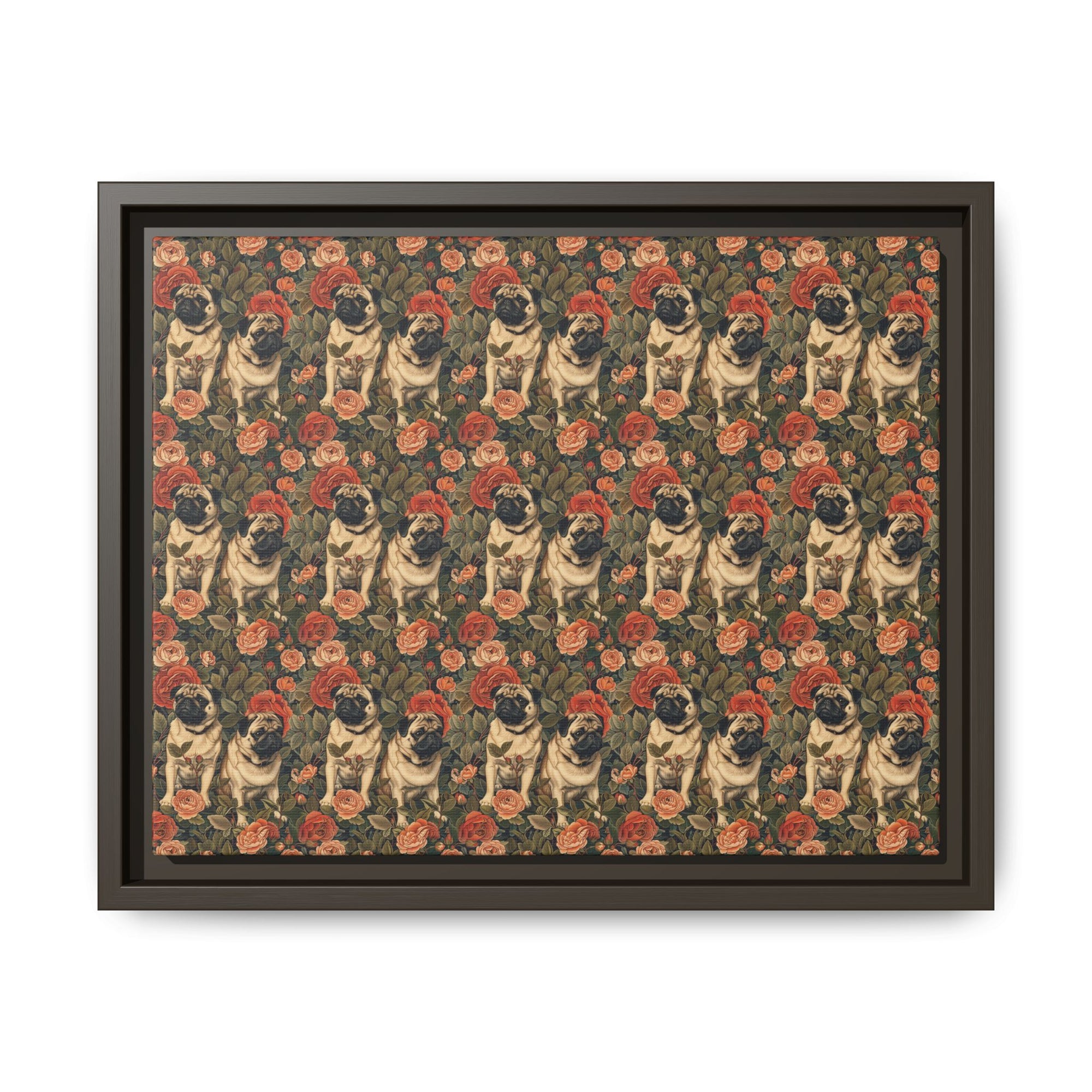 Blooming Pug Paradise Matte Canvas, Framed