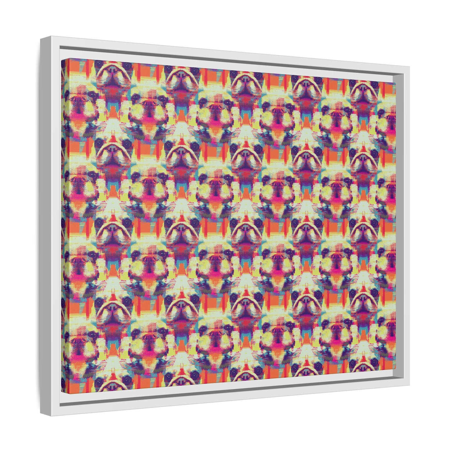 Glitchy Bulldog Blitz Matte Canvas, Framed