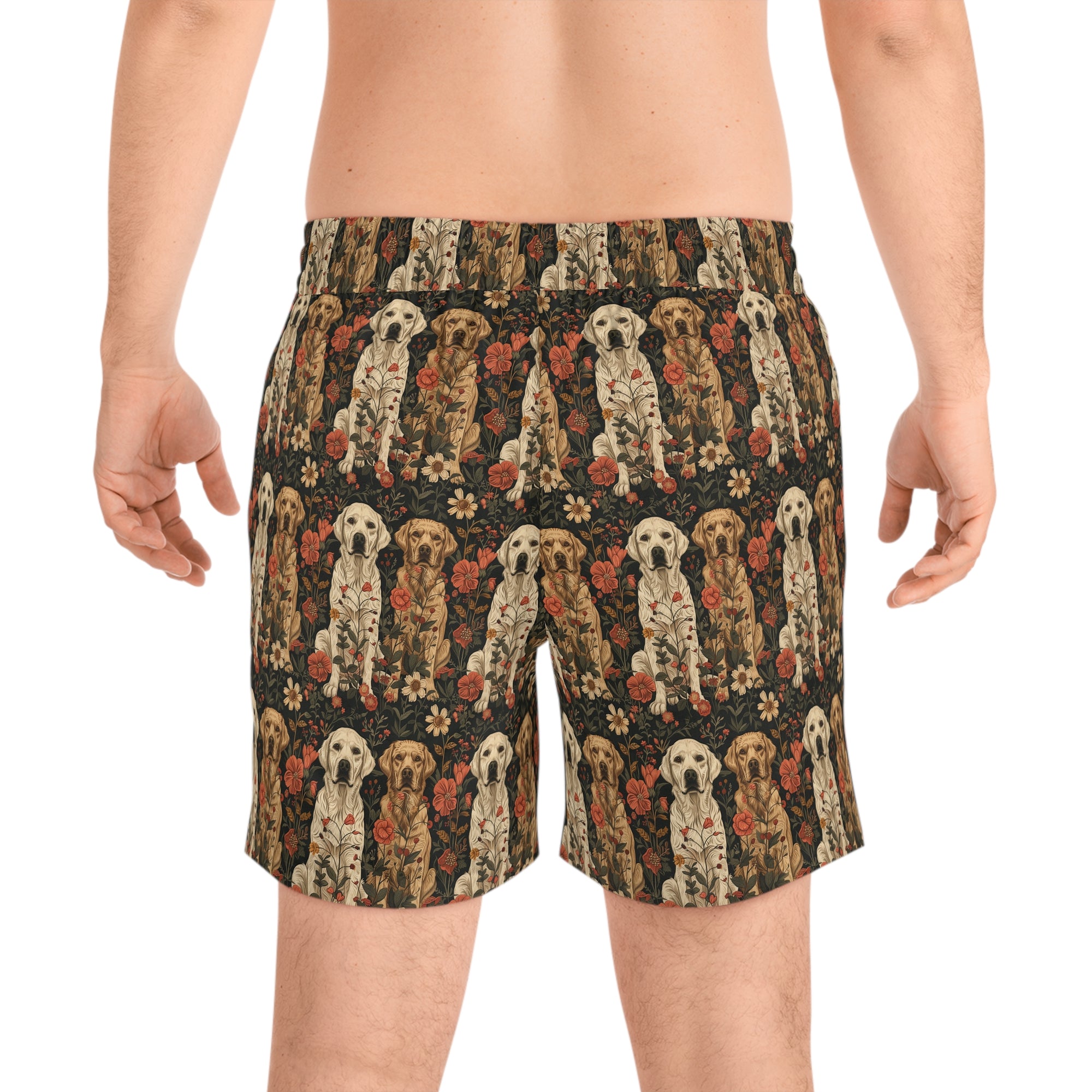 Blossoming Labradors Bouquet Men&#39;s Mid-Length Swim Shorts