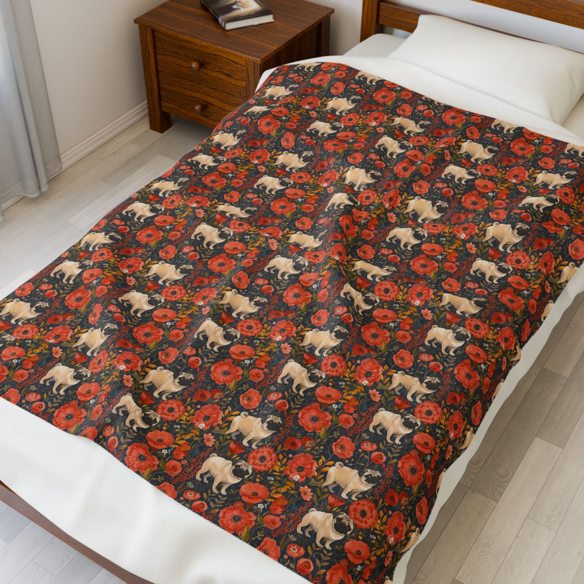 Pug Paradise Playpen Velveteen Plush Blanket