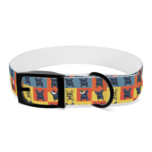 Frenchie Pop Art Pawfection Grid Dog Collar