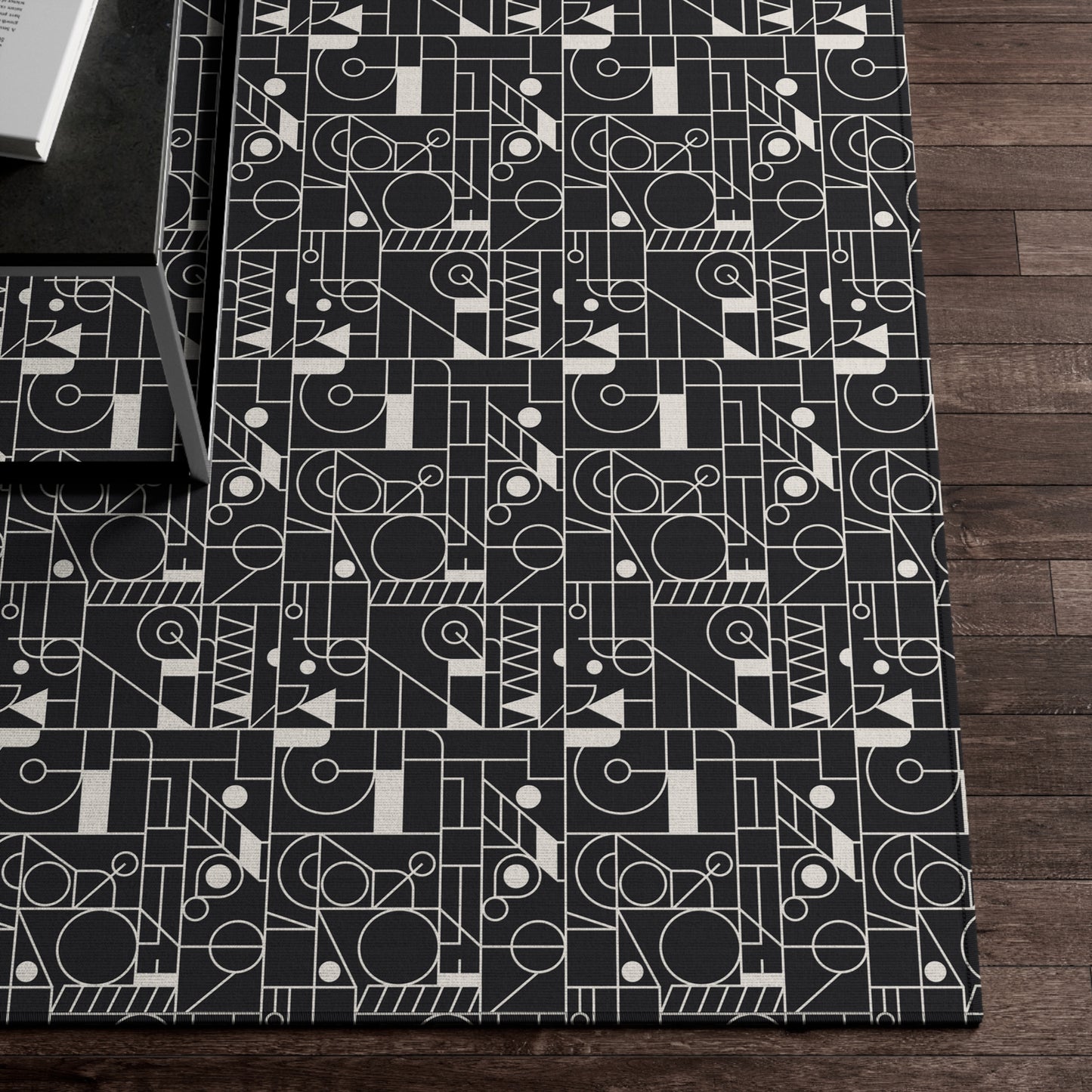 Monochrome Mosaic: Geometric Dornier Rug