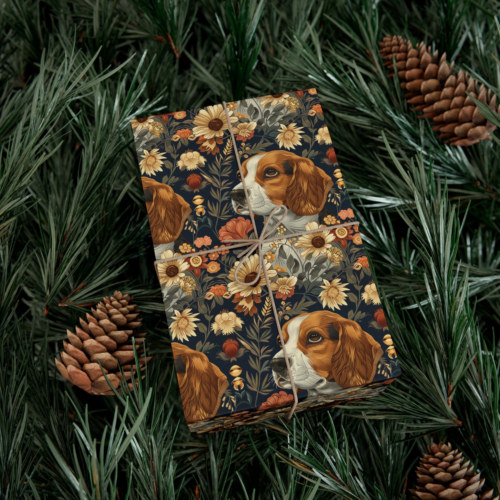 Beagle Blossoms Gift Wrap Papers