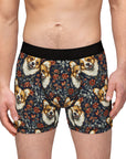 Floofy Corgi Blossom Blast Men's Boxers