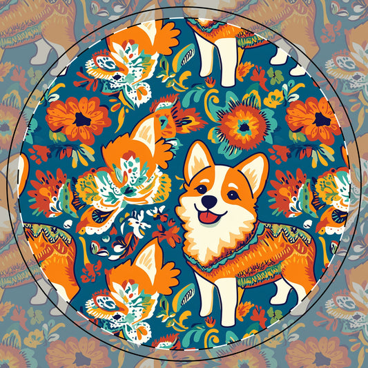 Corgi Carnival Couture Ceramic Coaster